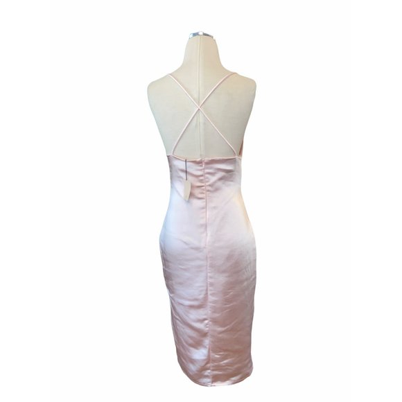 Superdown Dress Billie Drape Midi in Blush Pink Satin - Picture 6 of 8